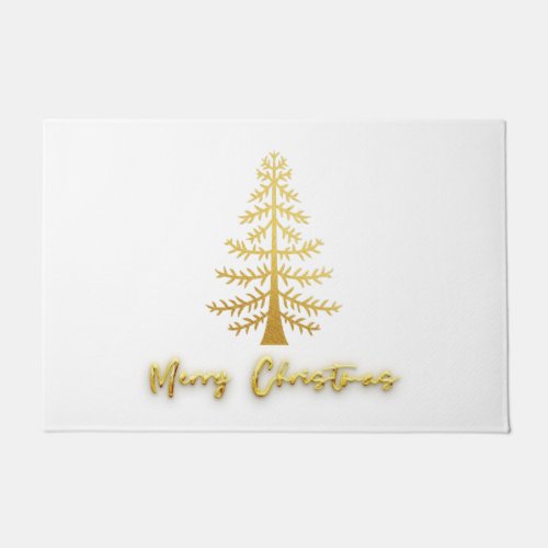 Luxury Christmas tree elegant gold and white Doormat