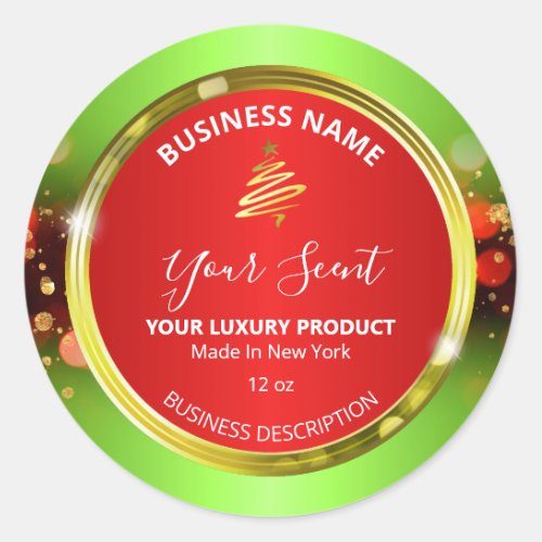 Luxury Christmas Tree Green Red Product Labels