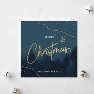 Luxury Christmas Tree Lanscape Gold Holiday Card