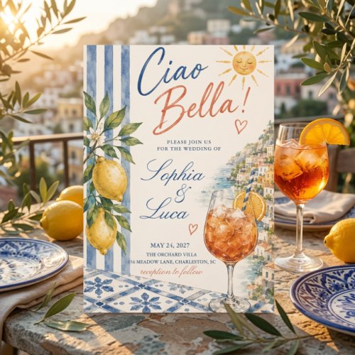 Luxury Ciao Bella Italian Lemon Wedding Invitation