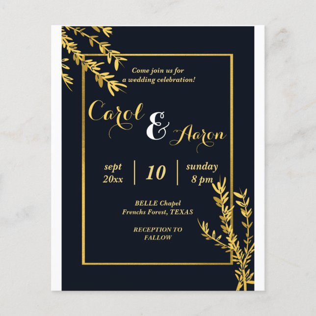 luxury classic black and gold wedding  flyer (Front)