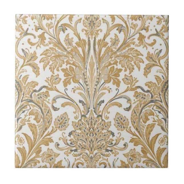 Luxury, Classic,Elegant,Gold Beige Pattern Ceramic Tile (Front)