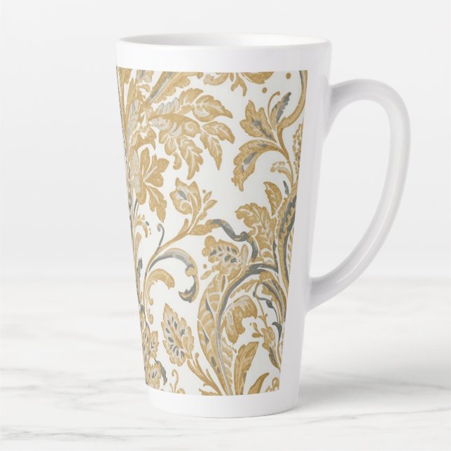 Luxury, Classic,Elegant,Gold Beige Pattern Latte Mug (Right)