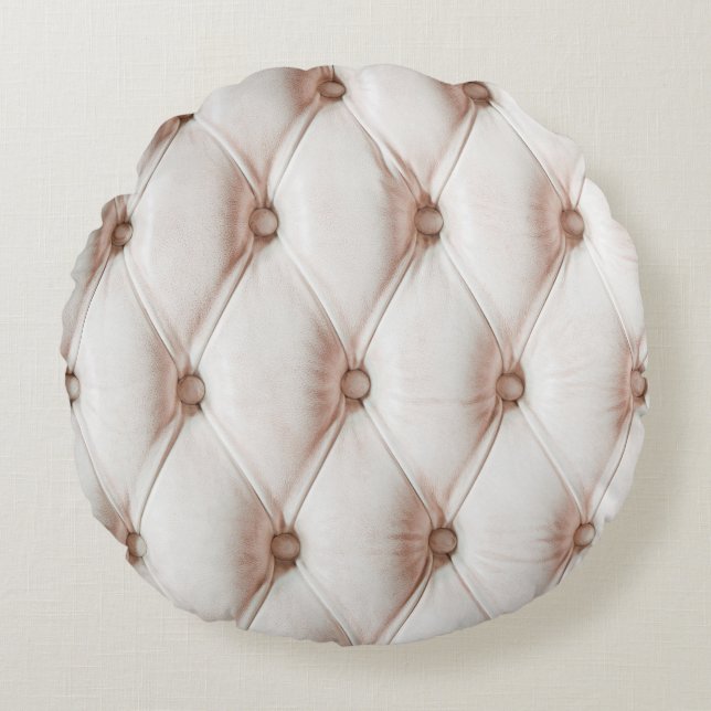 Luxury classic leather texture,old rose color round pillow (Front)