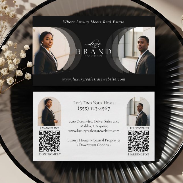 Luxury Classy Dual Agent Professional Real Estate Business Card (Luxury Classy Dual Agent Professional Real Estate Business Card)