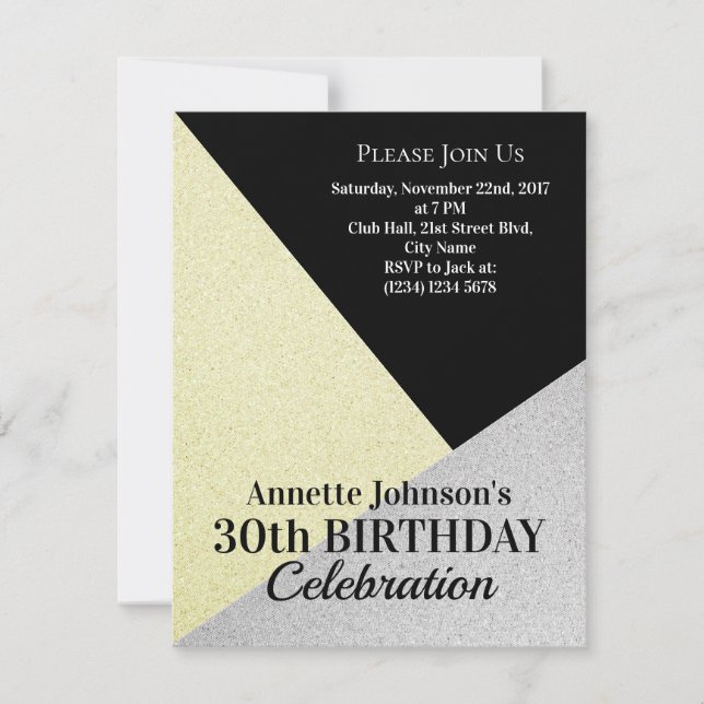 Luxury classy pattern gold silver invitation (Front)