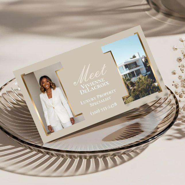 Luxury Classy Professional Real Estate Agent Photo Business Card (Luxury Modern Professional Photo Collage Elegant Business Card)