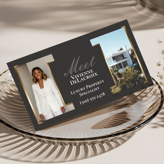 Luxury Classy Professional Real Estate Agent Photo Business Card (Luxury Modern Professional Photo Collage Elegant Business Card)