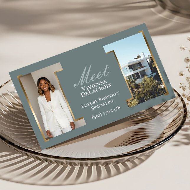 Luxury Classy Professional Real Estate Agent Photo Business Card (Luxury Modern Professional Photo Collage Elegant Business Card)