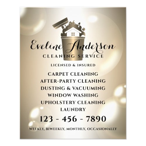 Luxury cleaning logo and bubbles flyer