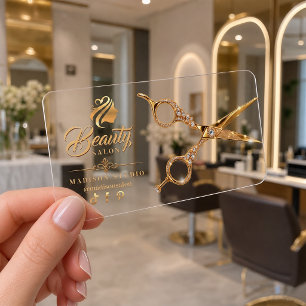 Luxury Clear Acrylic Hair Salon Business Card  Cards
