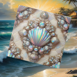 Luxury Coastal Decor   Diamonds and Seashells  Ceramic Tile