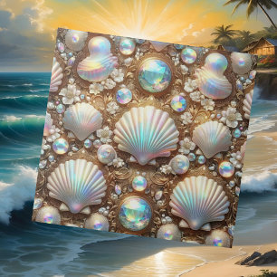 Luxury Coastal Decor   Diamonds and Seashells  Ceramic Tile