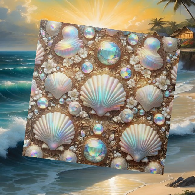 Luxury Coastal Decor | Diamonds and Seashells  Ceramic Tile (Creator Uploaded)