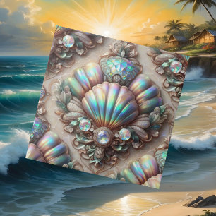 Luxury Coastal Decor   Diamonds and Seashells  Ceramic Tile
