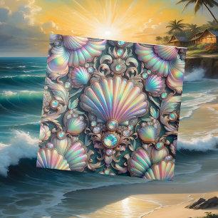 Luxury Coastal Decor   Diamonds and Seashells  Ceramic Tile