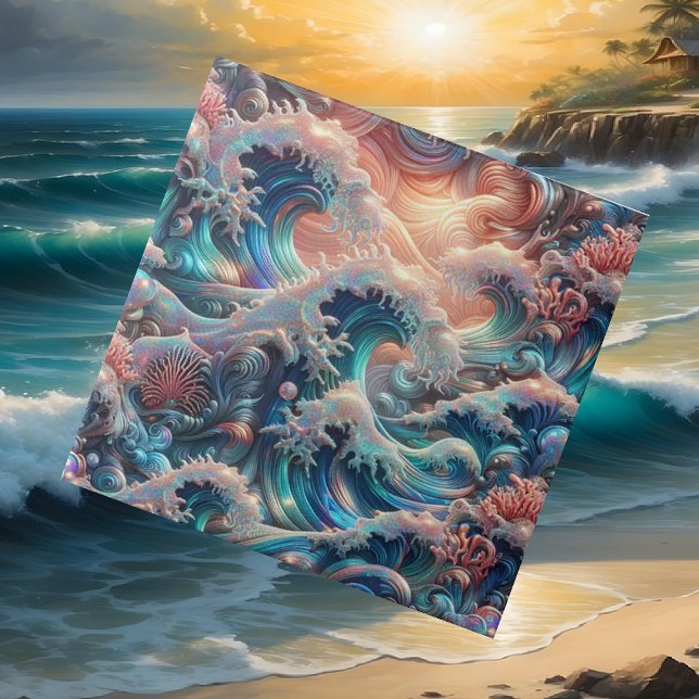 Luxury Coastal Living | Coral Reef Ocean Waves Ceramic Tile (Creator Uploaded)