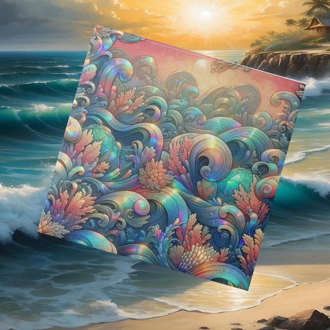 Luxury Coastal Living | Coral Reef Ocean Waves Ceramic Tile (Creator Uploaded)