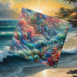 Luxury Coastal Living   Coral Reef Ocean Waves Ceramic Tile