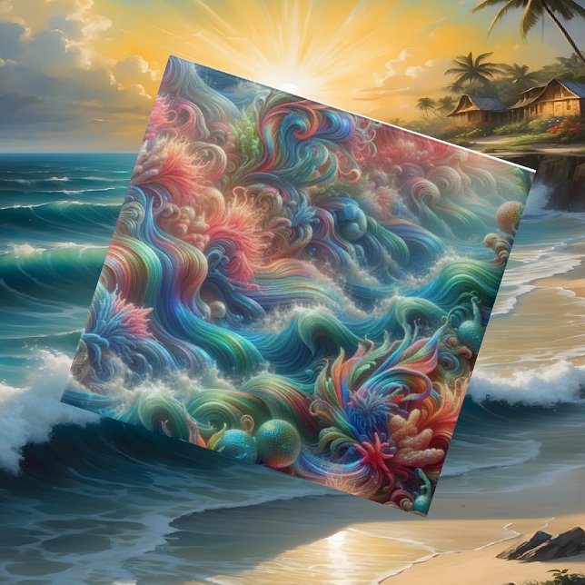 Luxury Coastal Living | Coral Reef Ocean Waves Ceramic Tile (Creator Uploaded)