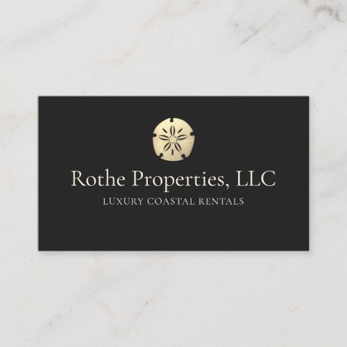  Luxury Coastal Real Estate Gold Sand Dollar Black Business Card