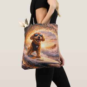 Luxury Cockapoo Surf – Ocean Dog Art Tote Bag