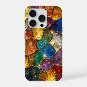 Luxury Colorful Crystal Mosaic Seamless Pattern iPhone 15 Pro Case