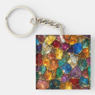Luxury Colorful Crystal Mosaic Seamless Pattern Keychain