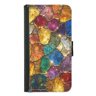 Luxury Colorful Crystal Mosaic Seamless Pattern Samsung Galaxy S5 Wallet Case