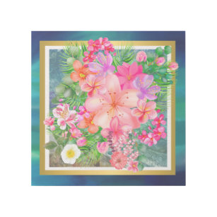 Luxury Colorful Flowers Pink, Green, Purple, Gold Gallery Wrap