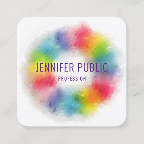 Luxury Colorful Modern Elegant Professional Trendy Square Business Card