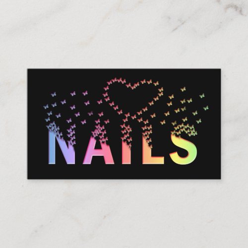 Luxury colorful rainbow butterflies nails logo business card