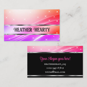Luxury Colorful Rainbow Glitzy Stars Liquid Silver Business Card