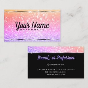 Luxury Colorfully Glitter Luminous Stars Rainbow Business Card