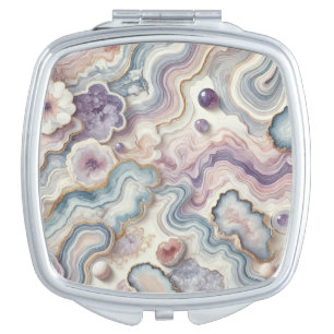 Luxury Compact Mirror - Geode Marble & Gold Accent