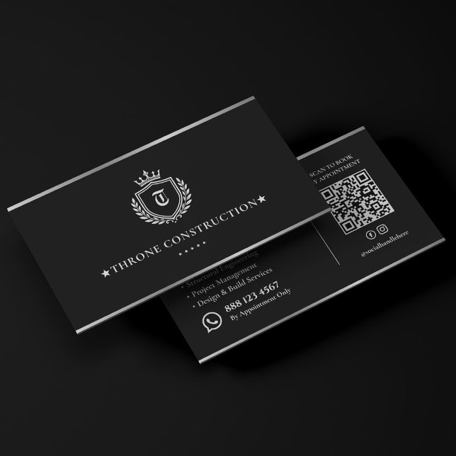 Luxury Construction Crest Contractor Black Business Card (Luxury Construction Crest Contractor Black Business Card
)