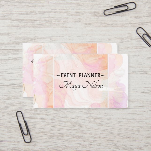  Luxury Cool Pink Marble Business Card (Front/Back In Situ)
