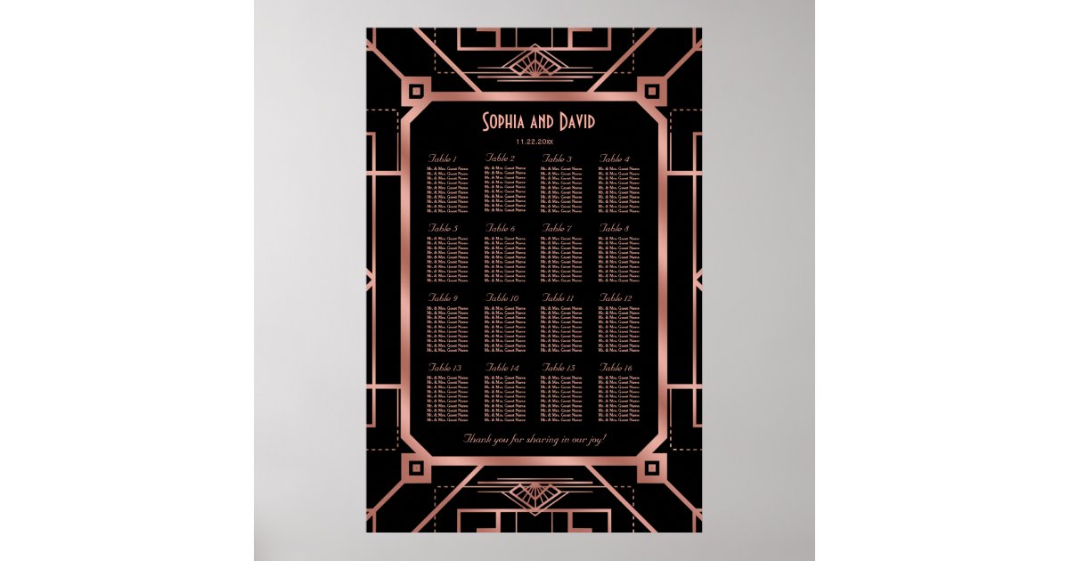 Luxury Copper Black Great Gatsby Seating Chart Zazzle