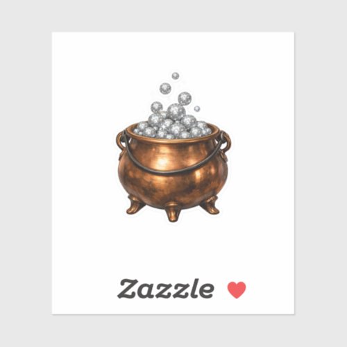 Luxury Copper Cauldron Silver Glitter Sticker Eleg