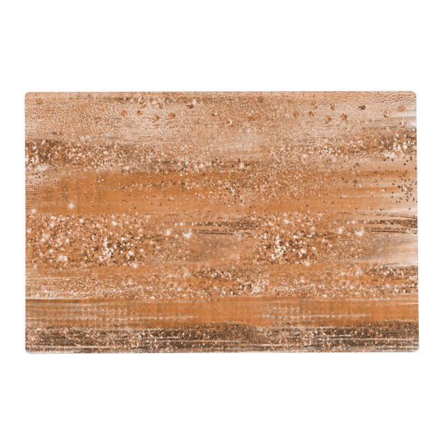 Luxury Copper Glitter Brush Strokes Placemat (Front)
