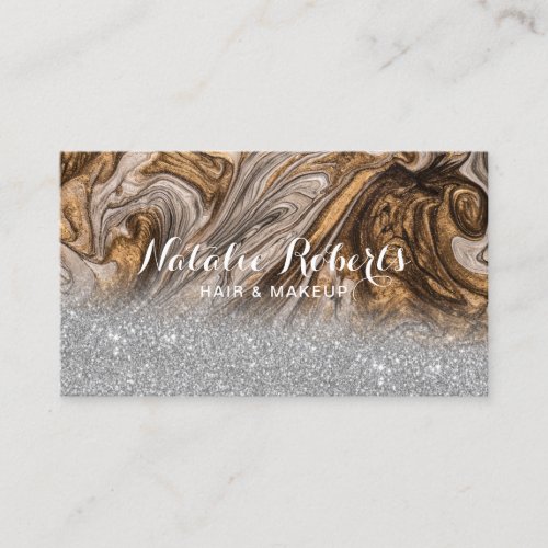 Luxury Copper  Gold Marble Modern Beauty Salon Business Card