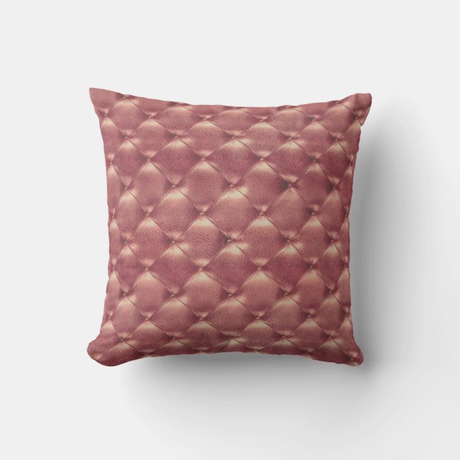 Luxury Copper Rose Tufted Leather Opulent Glam VIP Throw Pillow (Front)