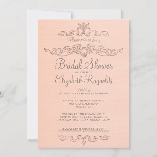 Luxury Coral Bridal Shower Invitations