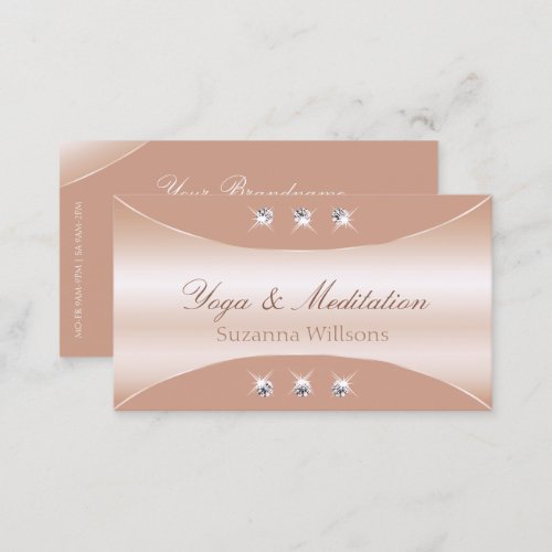 Luxury Coral Rose Gold Decor with Sparkle Jewels Business Card