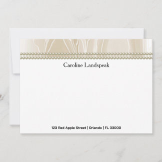 Luxury correspondence Custom Cream Silk & Pearls Note Card