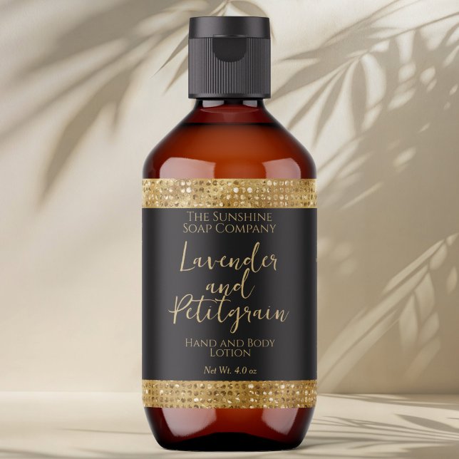 Luxury Cosmetics Label - Black & Gold Glitter (Creator Uploaded)