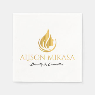 Luxury cosmetics spa skincare & beauty logo napkins
