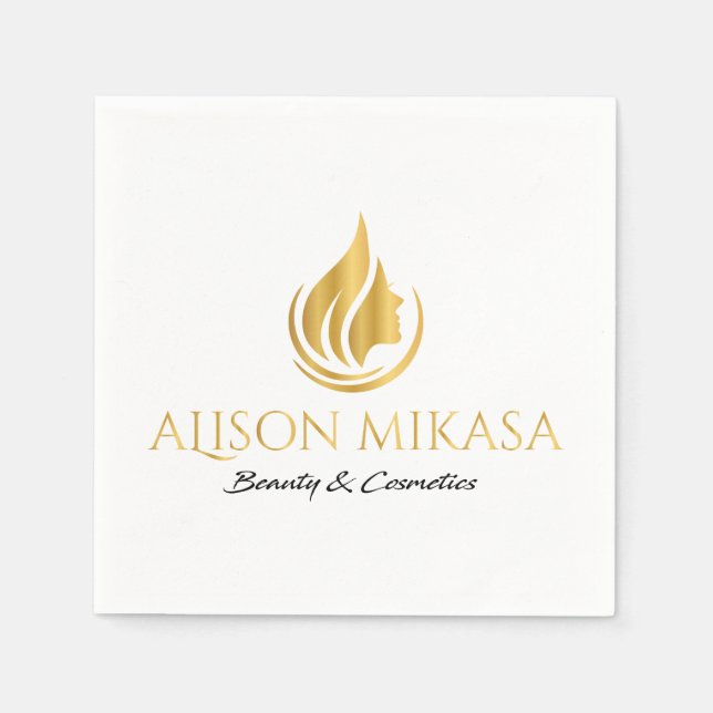Luxury cosmetics spa skincare & beauty logo napkins (Front)