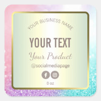 Luxury Cotton Candy Pastel Glitter Product Labels
