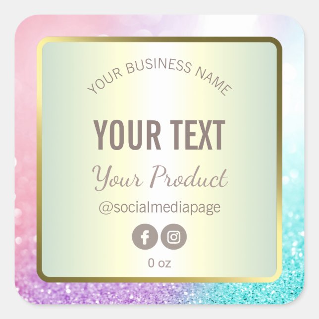 Luxury Cotton Candy Pastel Glitter Product Labels (Front)